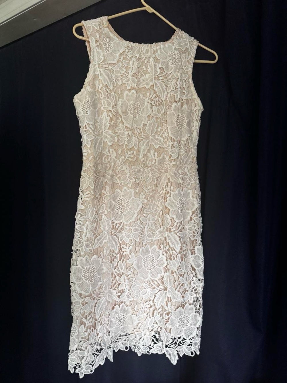 LOFT Cream Floral Lace Midi Dress